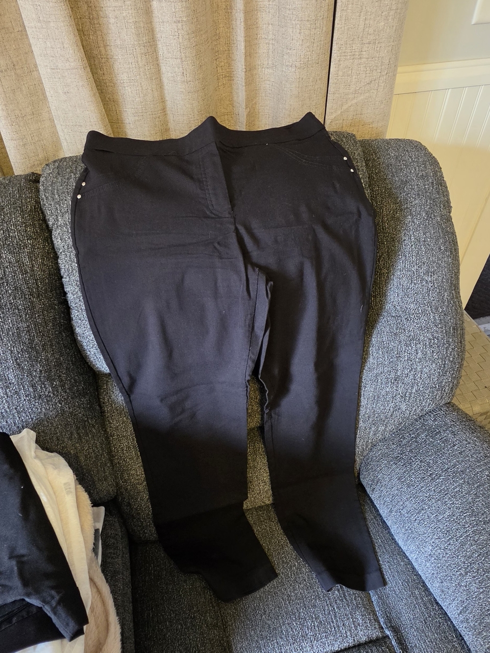 Dress Barn Black Slim Ponte Pants with Side Stud Accents